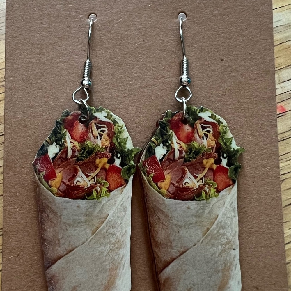 Unique Food Wrap Dangle Earrings